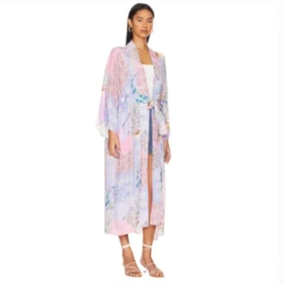 Spell Cha Cha Robe Dressing Gown Womens Medium Large Pink Purple Patchwork Maxi - Picture 3 of 13